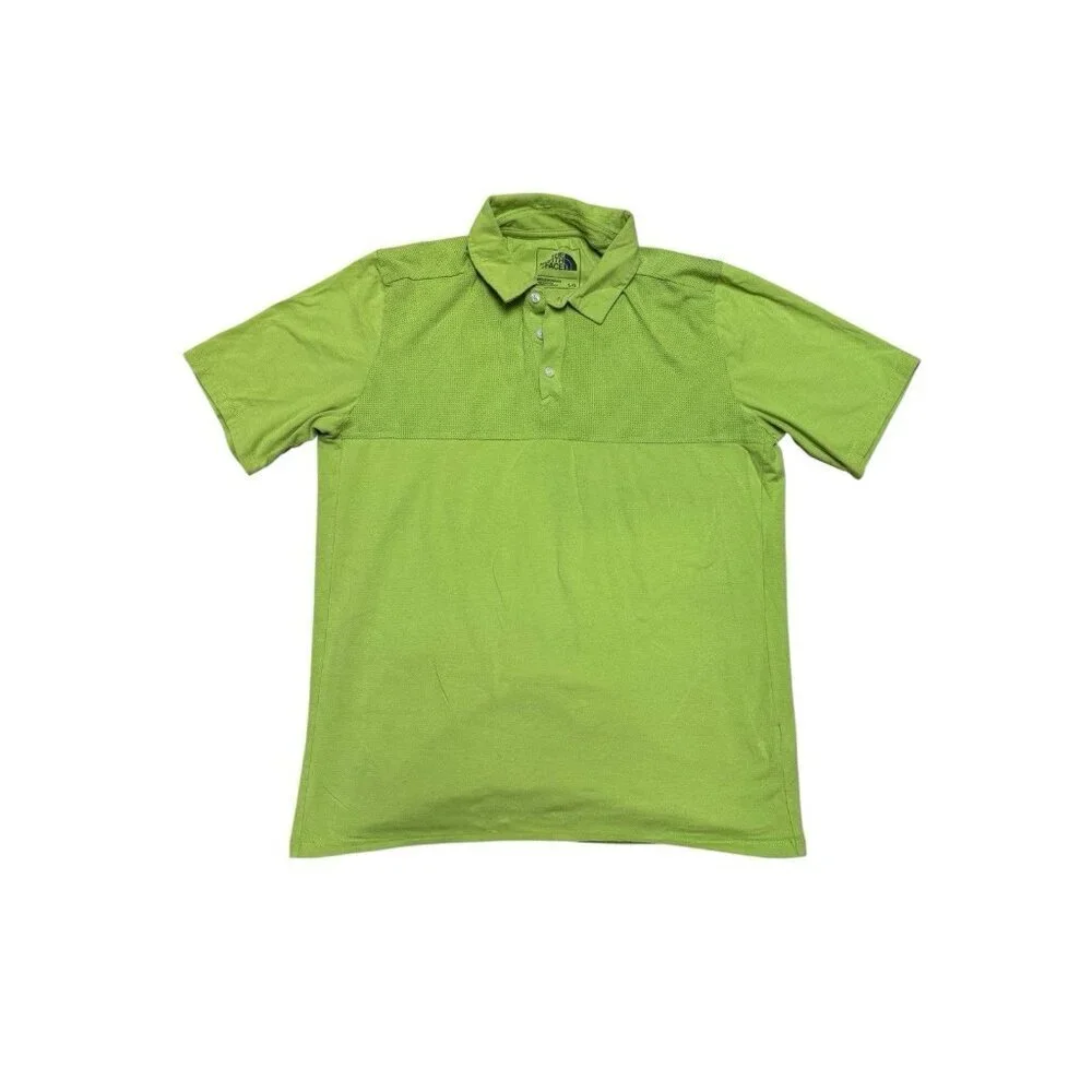 The North Face Polo Shirt Mens Large Green Performance Short Sleeve